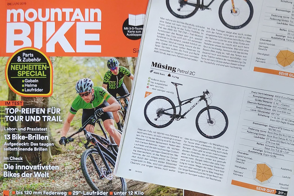 "Very good" for the Petrol 2C in the MOUNTAINBIKE comparison test 06/2019